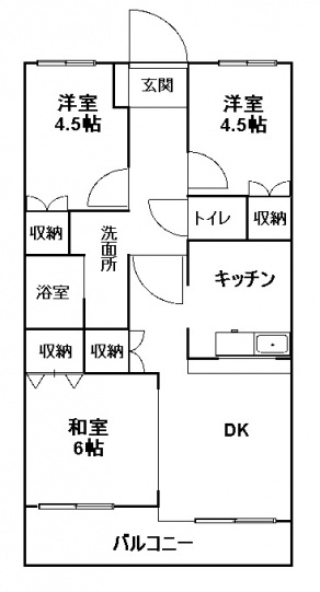 間取図(部屋によっては間取りが左右逆になります）